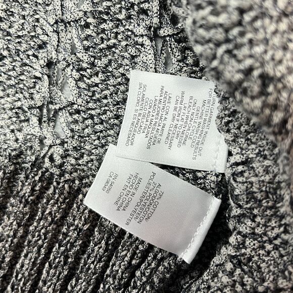 JONES NEW YORK Sweater Womens Sz Small Ribbon Open Knit One Button Cardigan Gray - Picture 5 of 6